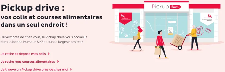 Capture de la page Pickup Drive : retrait de colis et de courses au même endroit